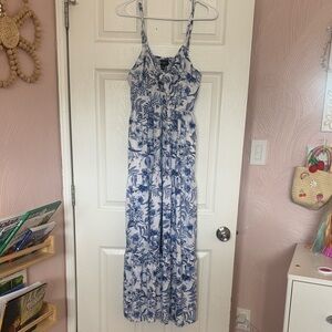 MSK Navy and White Floral Dress